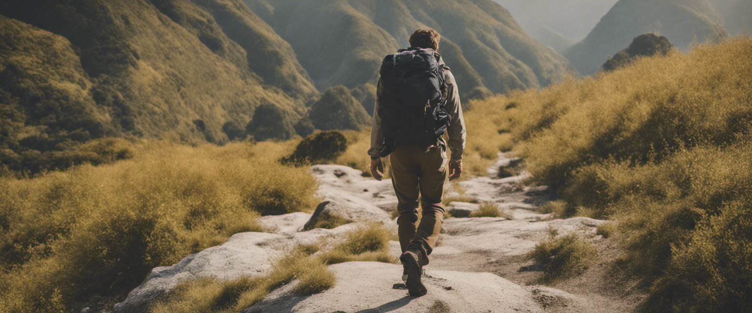 a man backpacking in the hills, ethical travel