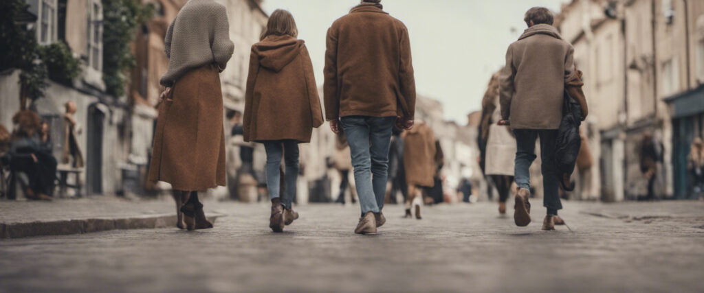 A group of 4 people walking